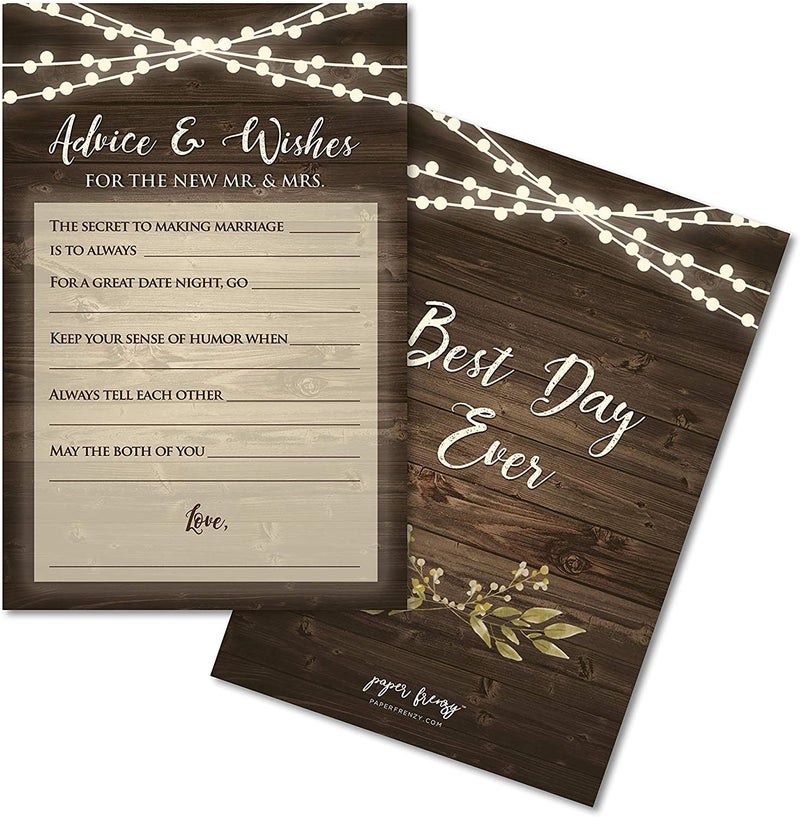 Paper Frenzy Rustic Advice and Wishes Wedding Cards - pack of 25